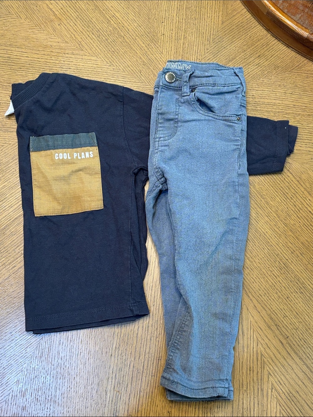 Zara Light Blue Kids Stretch Denim Pants with Zara shirt